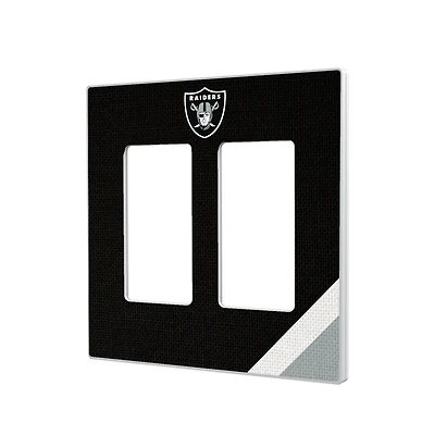 Las Vegas Raiders Diagonal Stripe Double Rocker Light Switch Plate