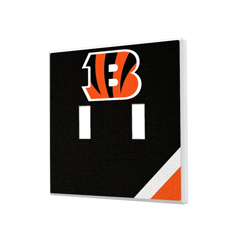 Cincinnati Bengals Diagonal Stripe Double Toggle Light Switch Plate