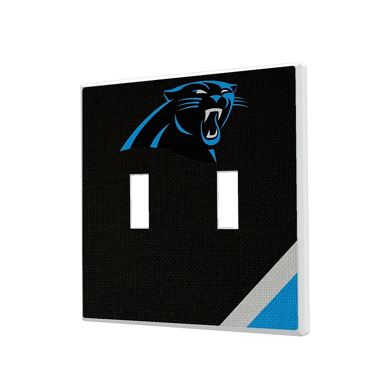 Carolina Panthers Diagonal Stripe Double Toggle Light Switch Plate