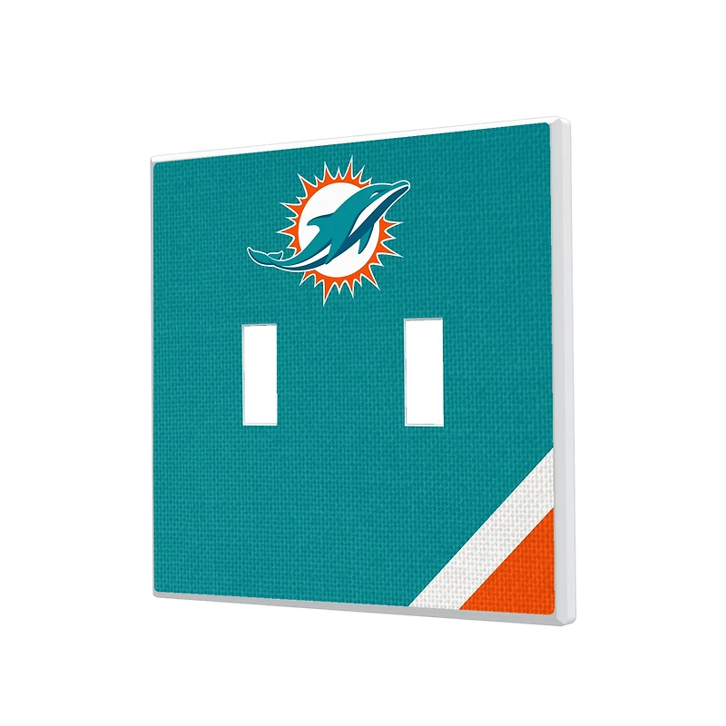 Miami Dolphins Diagonal Stripe Double Toggle Light Switch Plate