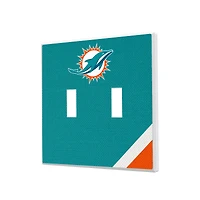 Miami Dolphins Diagonal Stripe Double Toggle Light Switch Plate