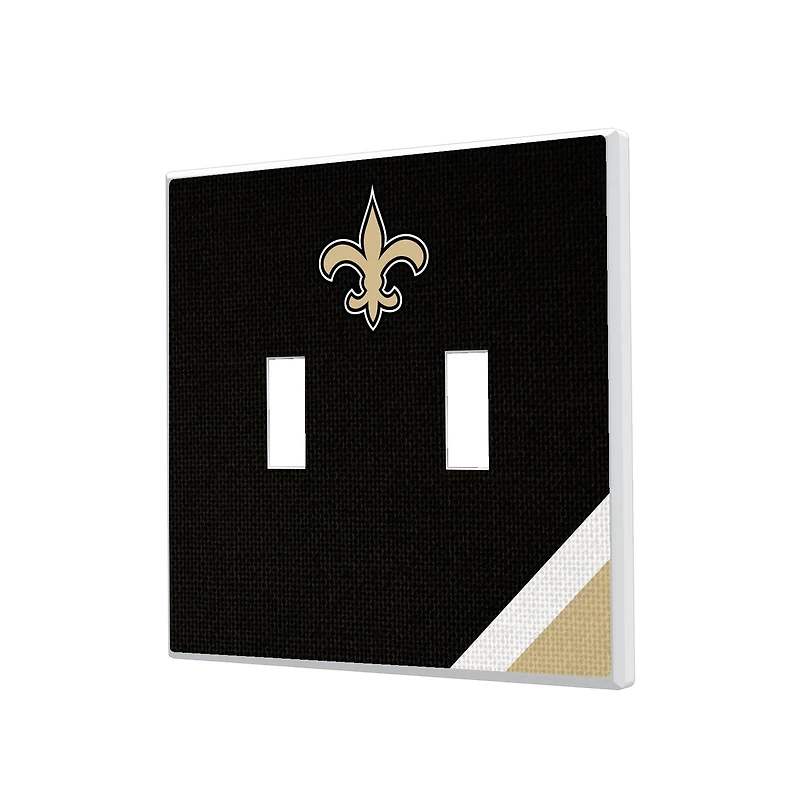 New Orleans Saints Diagonal Stripe Double Toggle Light Switch Plate