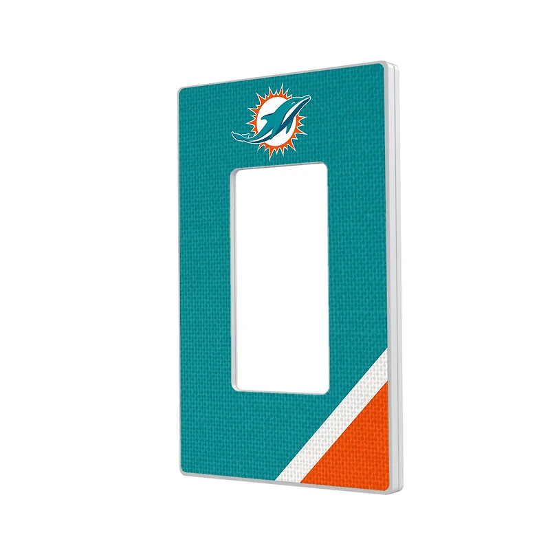 Miami Dolphins Diagonal Stripe Single Rocker Light Switch Plate