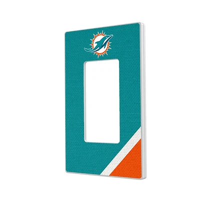 Miami Dolphins Diagonal Stripe Single Rocker Light Switch Plate