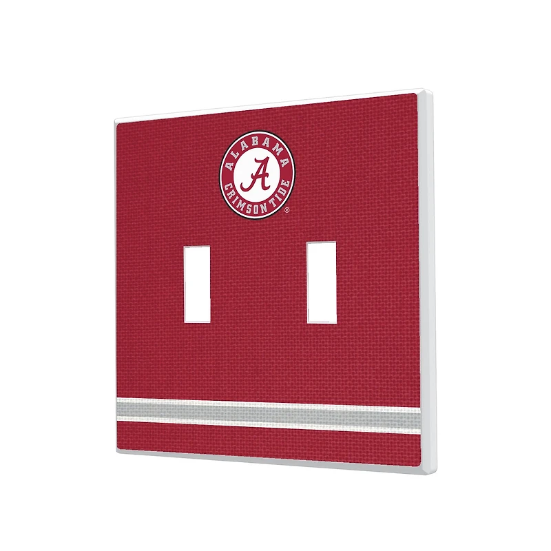 Alabama Crimson Tide Stripe Design Double Toggle Light Switch Plate