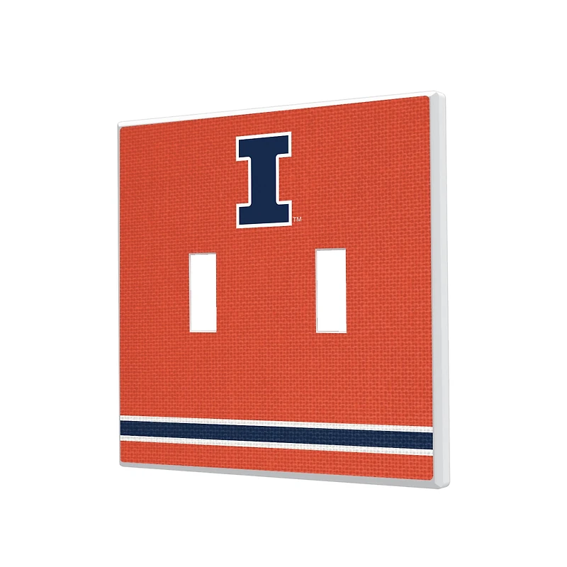 Illinois Fighting Illini Stripe Design Double Toggle Light Switch Plate