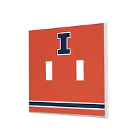 Illinois Fighting Illini Stripe Design Double Toggle Light Switch Plate