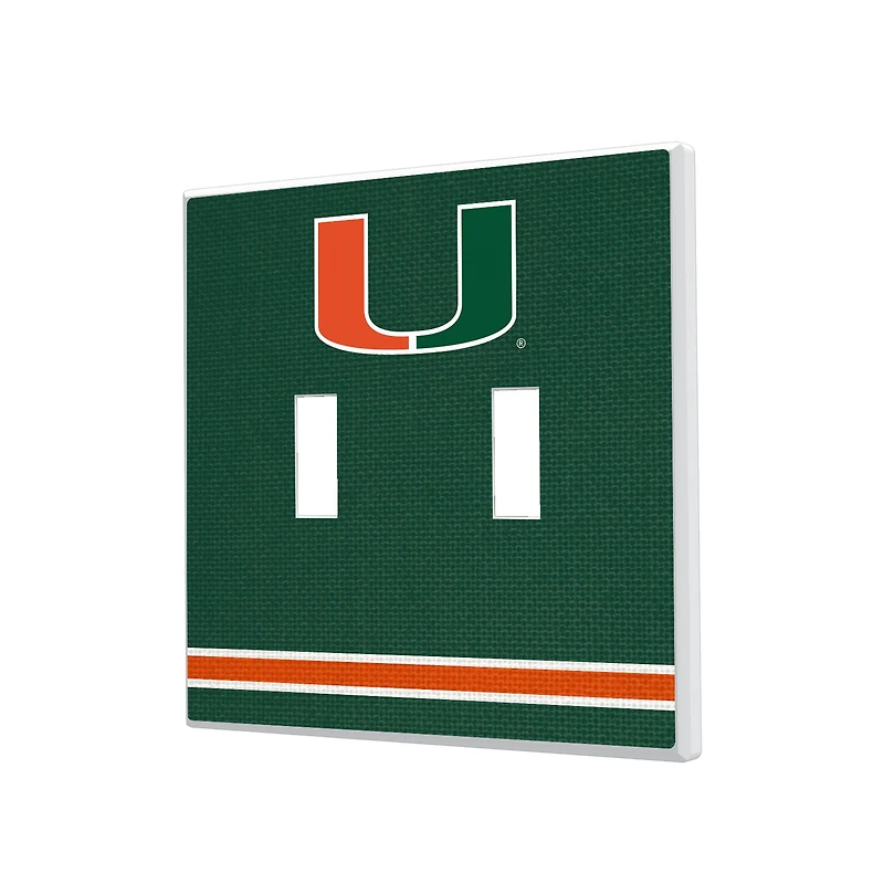 Miami Hurricanes Stripe Design Double Toggle Light Switch Plate