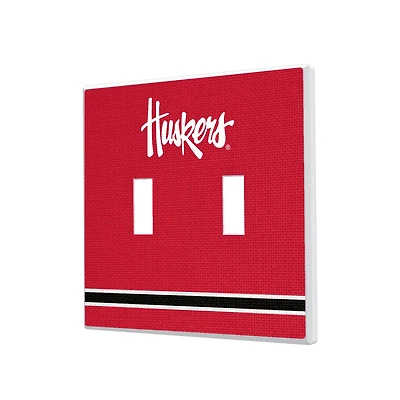 Nebraska Huskers Stripe Design Double Toggle Light Switch Plate