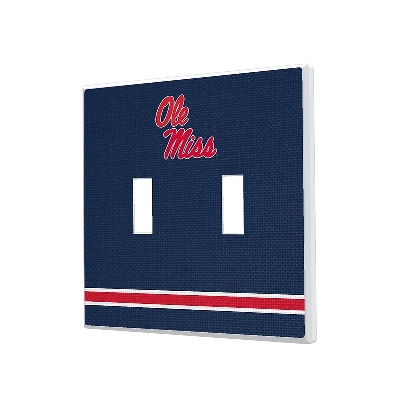 Ole Miss Rebels Stripe Design Double Toggle Light Switch Plate