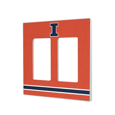 Illinois Fighting Illini Stripe Design Double Rocker Light Switch Plate