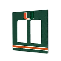 Miami Hurricanes Stripe Design Double Rocker Light Switch Plate