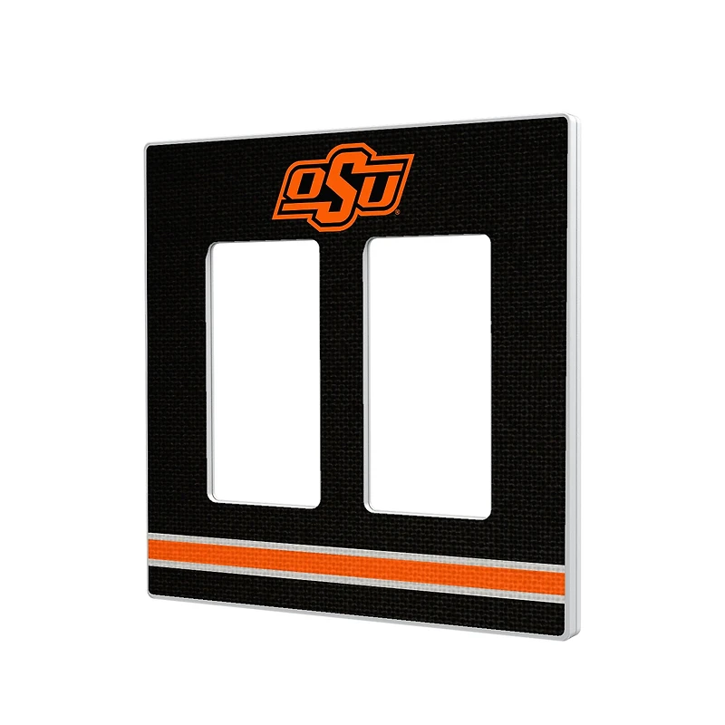 Oklahoma State Cowboys Stripe Design Double Rocker Light Switch Plate