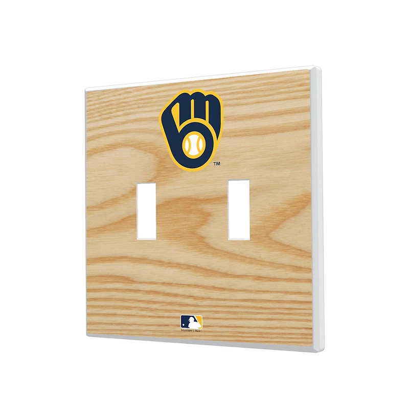 Milwaukee Brewers Baseball Bat Design Double Toggle Light Switch Plates