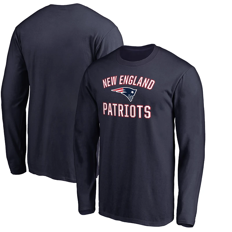 Men's Navy New England Patriots Victory Arch Long Sleeve T-Shirt