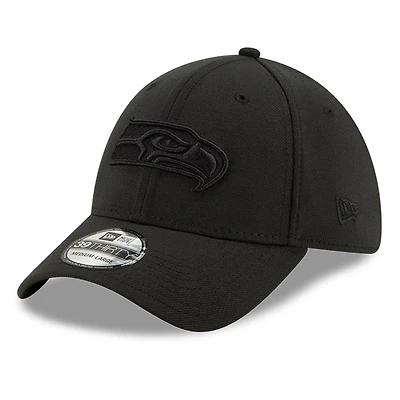 Men's New Era Black Seattle Seahawks Logo 39THIRTY Flex Hat