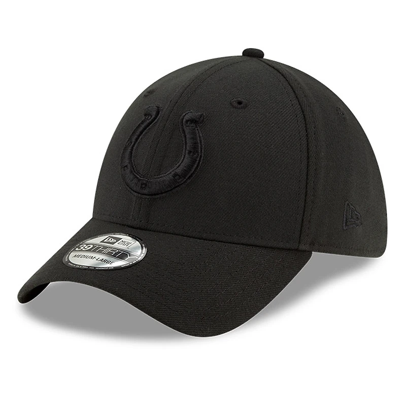 Men's New Era Black Indianapolis Colts Logo 39THIRTY Flex Hat
