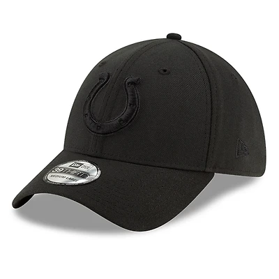 Men's New Era Black Indianapolis Colts Logo 39THIRTY Flex Hat