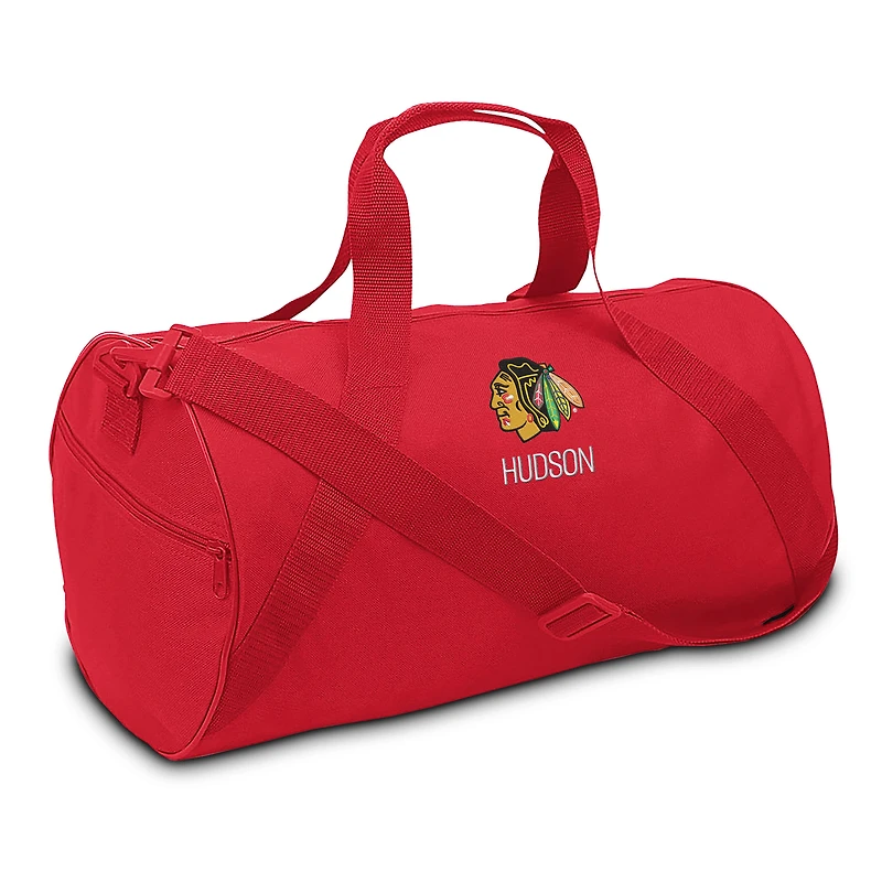 Youth Red Chicago Blackhawks Personalized Duffle Bag