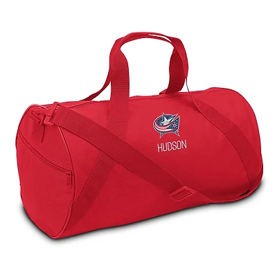 Youth Red Columbus Blue Jackets Personalized Duffle Bag