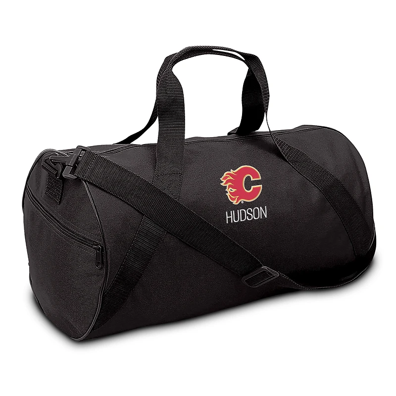 Youth Black Calgary Flames Personalized Duffle Bag
