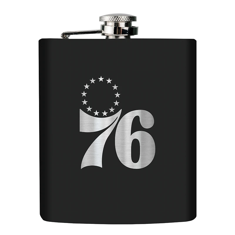 Black Philadelphia 76ers 6oz. Personalized Stealth Hip Flask