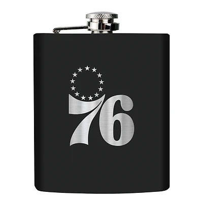 Black Philadelphia 76ers 6oz. Personalized Stealth Hip Flask