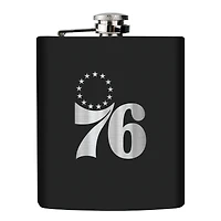 Black Philadelphia 76ers 6oz. Personalized Stealth Hip Flask