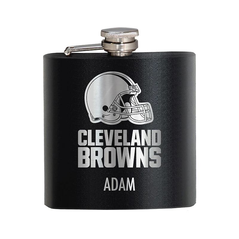 Black Cleveland Browns 6oz. Personalized Stealth Hip Flask