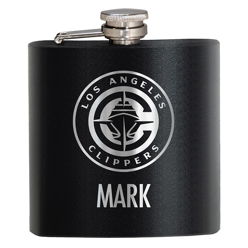 Black LA Clippers 6oz. Personalized Stealth Hip Flask