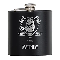 Black Anaheim Ducks 6oz. Personalized Stealth Hip Flask
