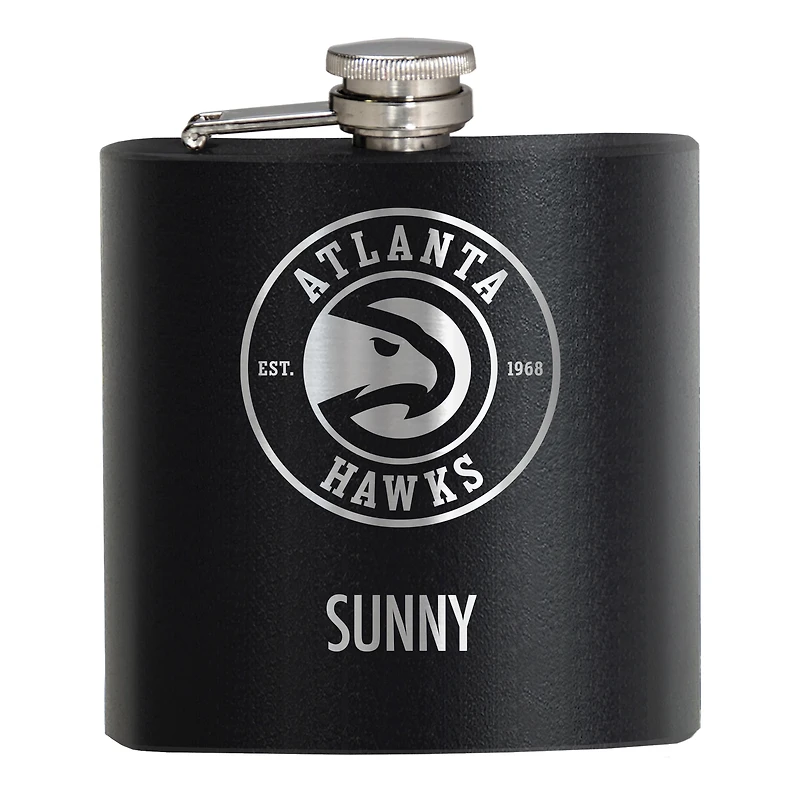 Black Atlanta Hawks 6oz. Personalized Stealth Hip Flask
