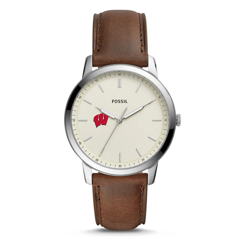 Men's Fossil Wisconsin Badgers The Minimalist Leather Watch