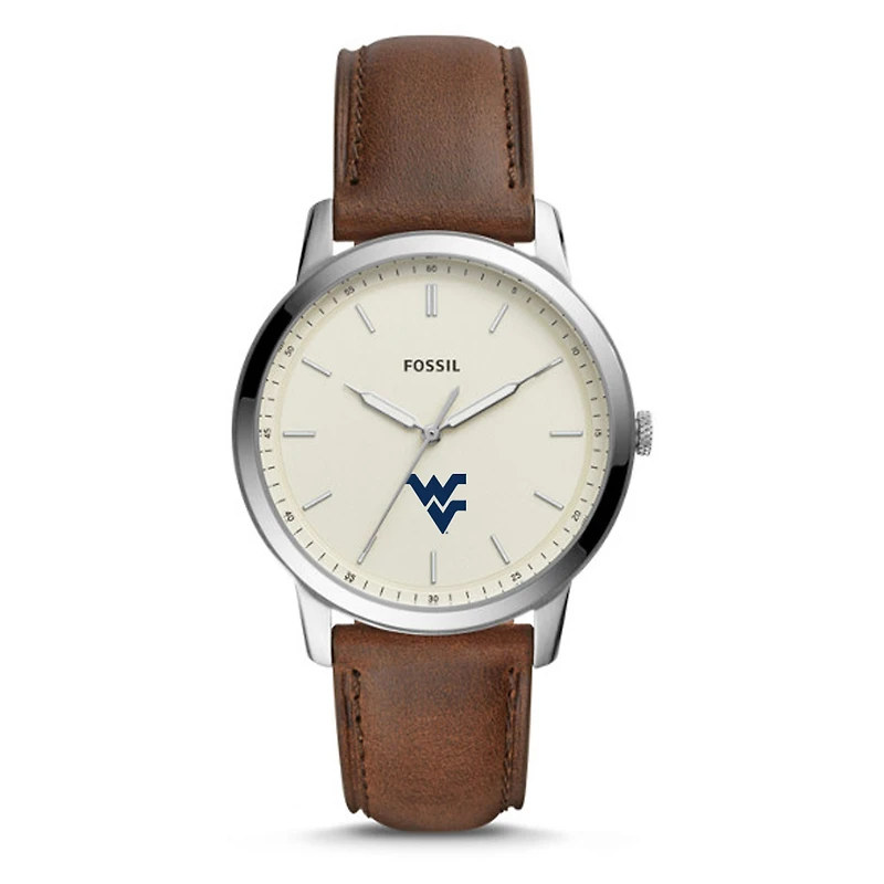 Men's Fossil West Virginia Mountaineers The Minimalist Leather Watch