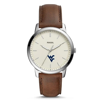 Men's Fossil West Virginia Mountaineers The Minimalist Leather Watch