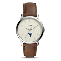 Men's Fossil West Virginia Mountaineers The Minimalist Leather Watch