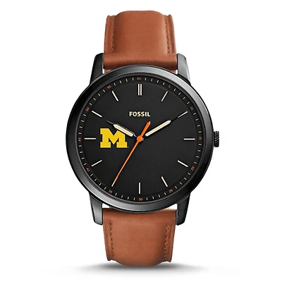 Men's Fossil Michigan Wolverines The Minimalist Slim Leather Watch