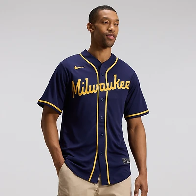 Men's Nike Navy Milwaukee Brewers Alternate Replica Team Jersey