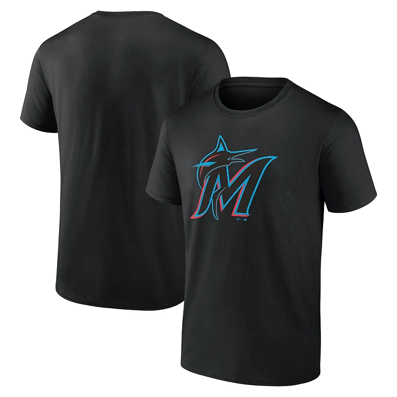 Men's Fanatics Black Miami Marlins Official Logo T-Shirt