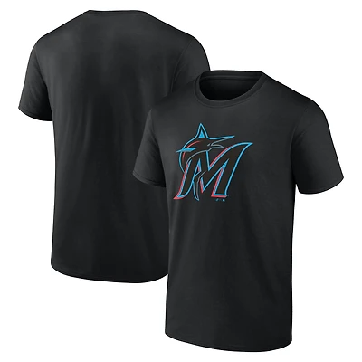 Men's Fanatics Black Miami Marlins Official Logo T-Shirt
