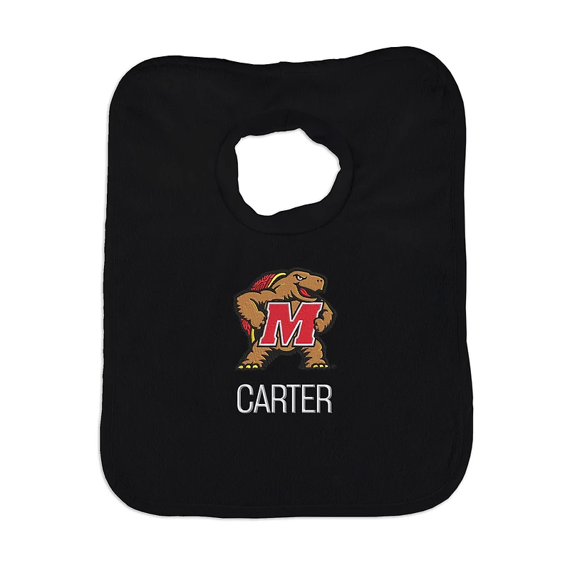 Newborn & Infant Black Maryland Terrapins Personalized Bib