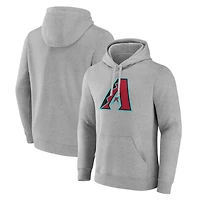 Men's Heather Gray Arizona Diamondbacks Official Logo Fitted Pullover Hoodie