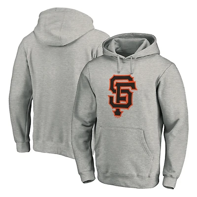Men's Heather Gray San Francisco Giants Official Logo Fitted Pullover Hoodie