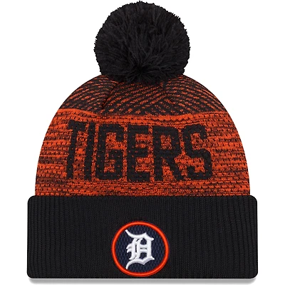 Men's New Era Navy Detroit Tigers Authentic Collection Sport Cuffed Knit Hat with Pom