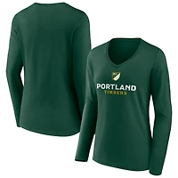 Women's Green Portland Timbers Shielded Long Sleeve V-Neck T-Shirt
