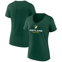 Women's Green Portland Timbers Shielded Logo V-Neck T-Shirt