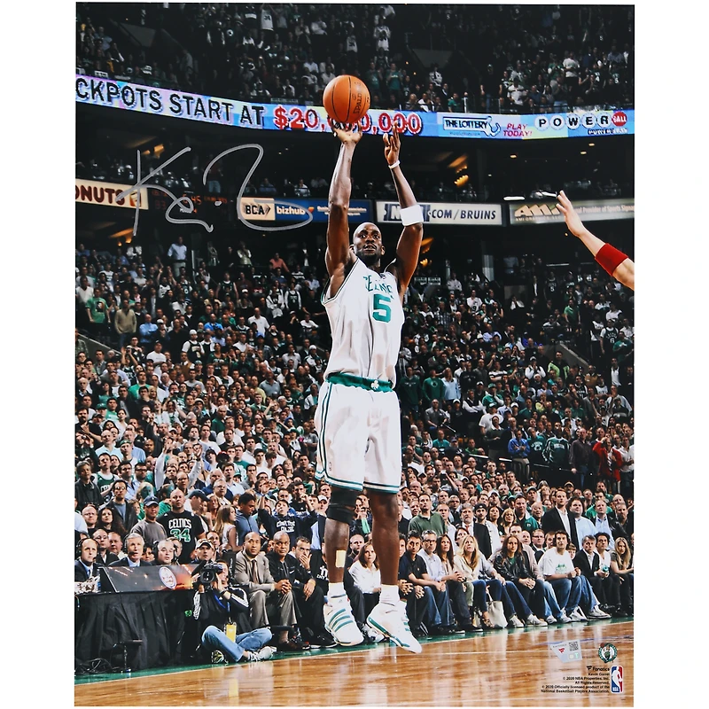 Kevin Garnett Boston Celtics Autographed 16" x 20" Shooting In White Photograph