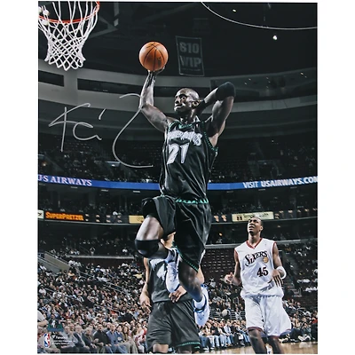 Kevin Garnett Minnesota Timberwolves Autographed 16" x 20" Hand Behind Head Dunking Photograph