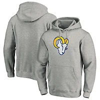 Men's Heather Gray Los Angeles Rams Primary Logo Fitted Pullover Hoodie