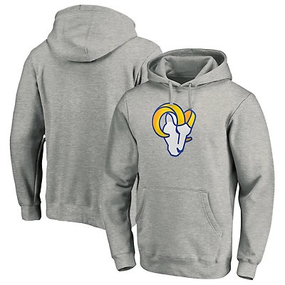 Men's Heather Gray Los Angeles Rams Primary Logo Fitted Pullover Hoodie
